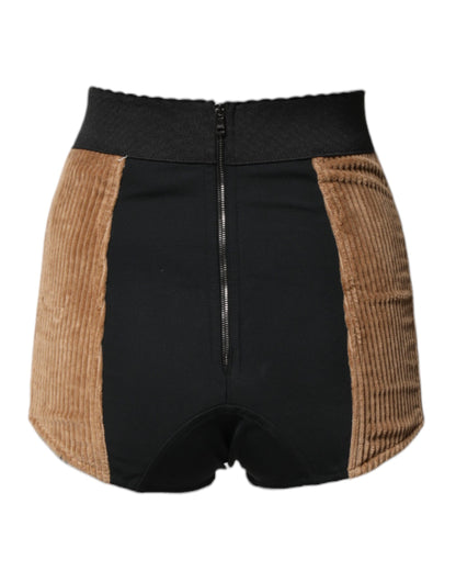 Dolce & Gabbana Brown Cotton Corduroy High Waisted Hot Pants Shorts
