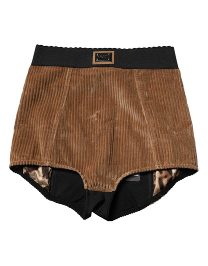 Dolce & Gabbana Brown Cotton Corduroy High Waisted Hot Pants Shorts