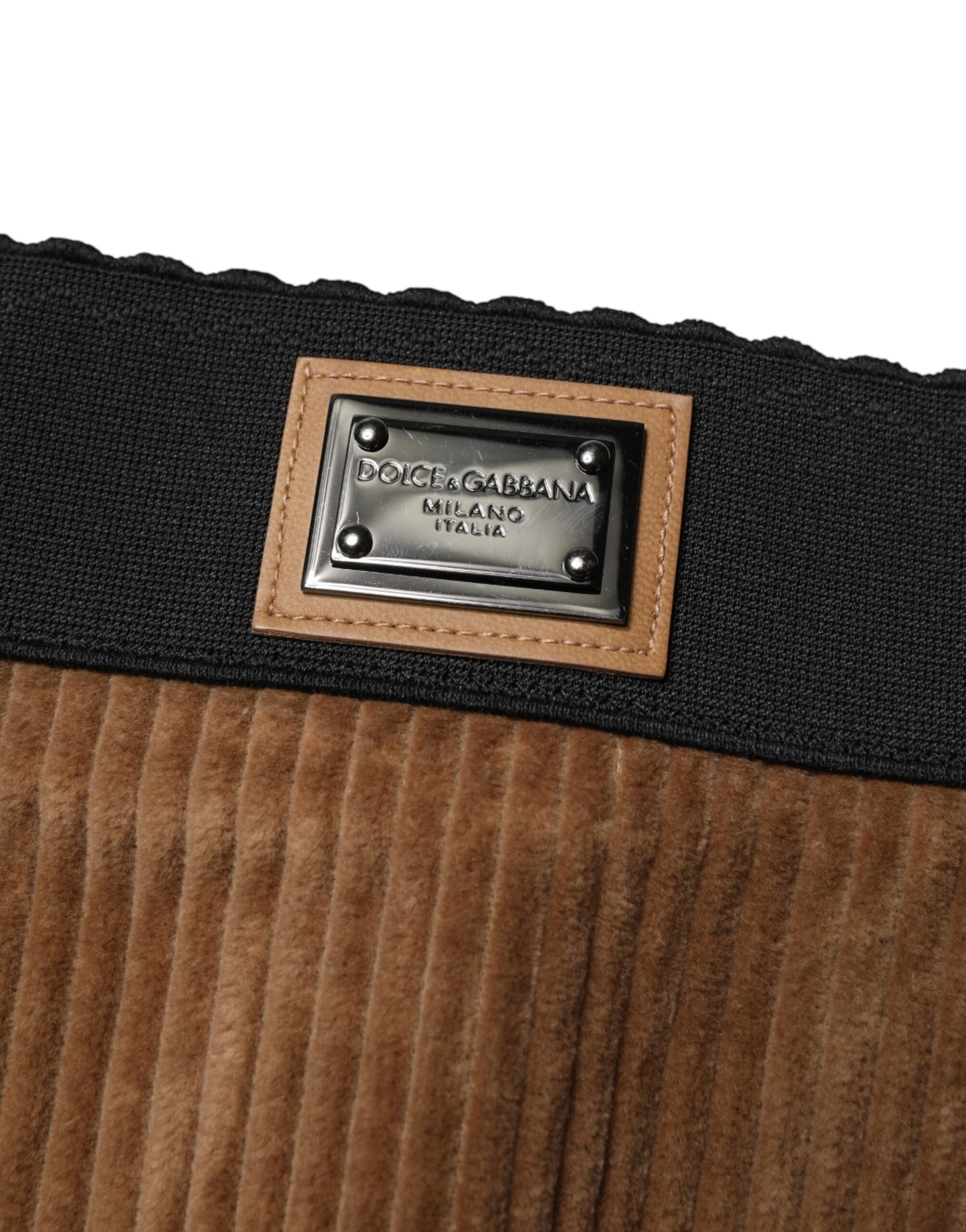 Dolce & Gabbana Brown Cotton Corduroy High Waisted Hot Pants Shorts