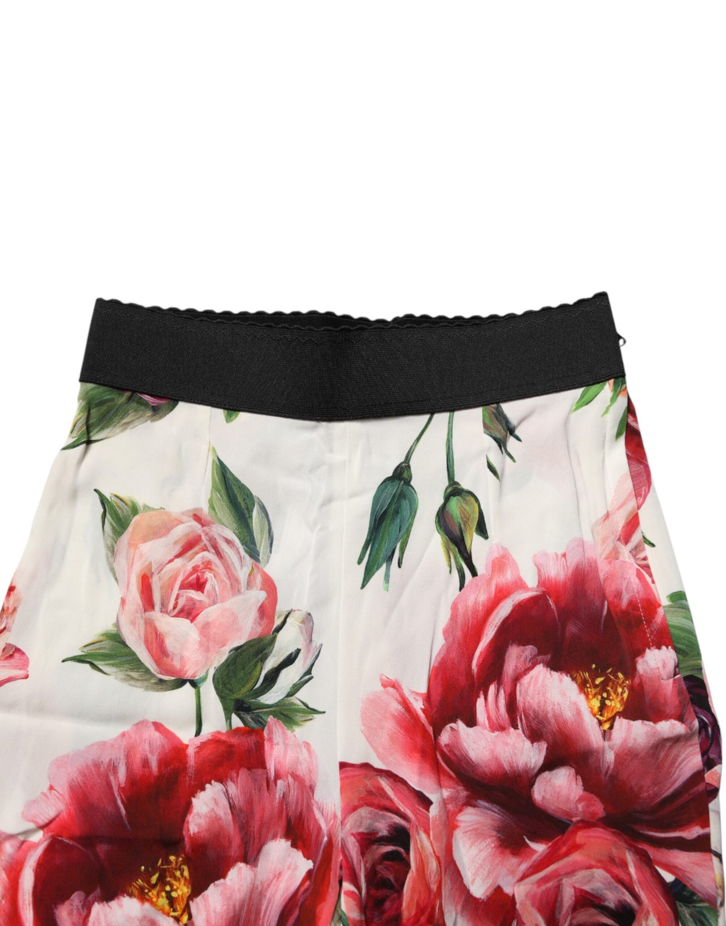 Dolce & Gabbana White Floral Leggings Stretch Waist Pants