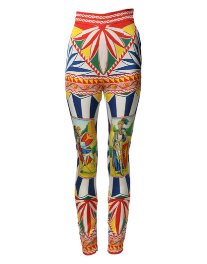 Dolce & Gabbana Multicolor Silk Carretto Leggings