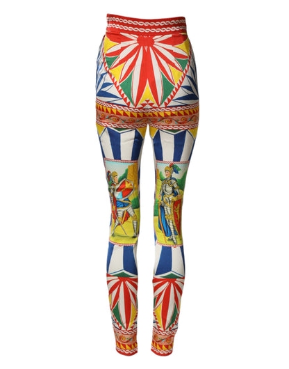 Dolce & Gabbana Multicolor Silk Carretto Leggings