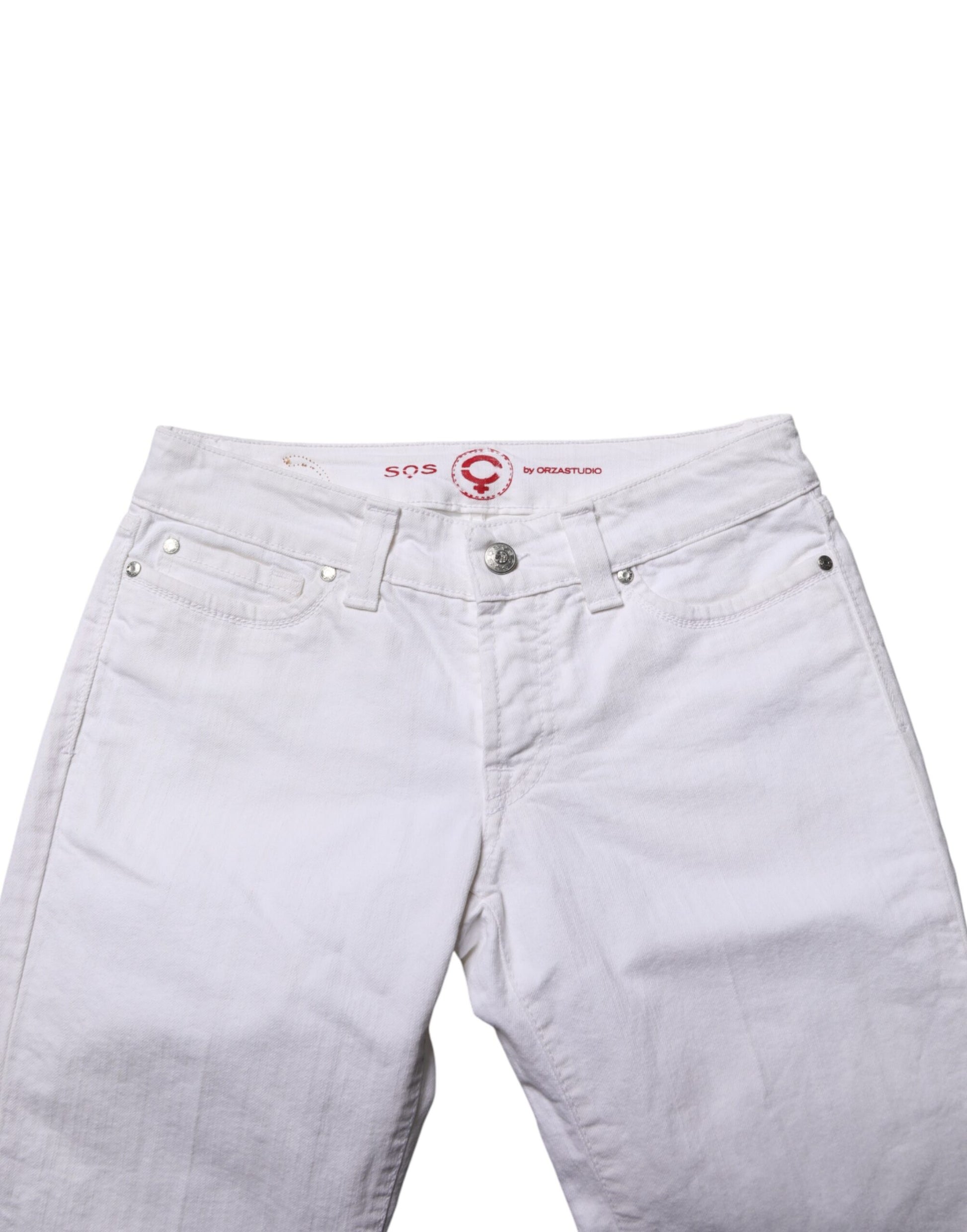 S.O.S White Low Waist Bootcut Denim Jeans