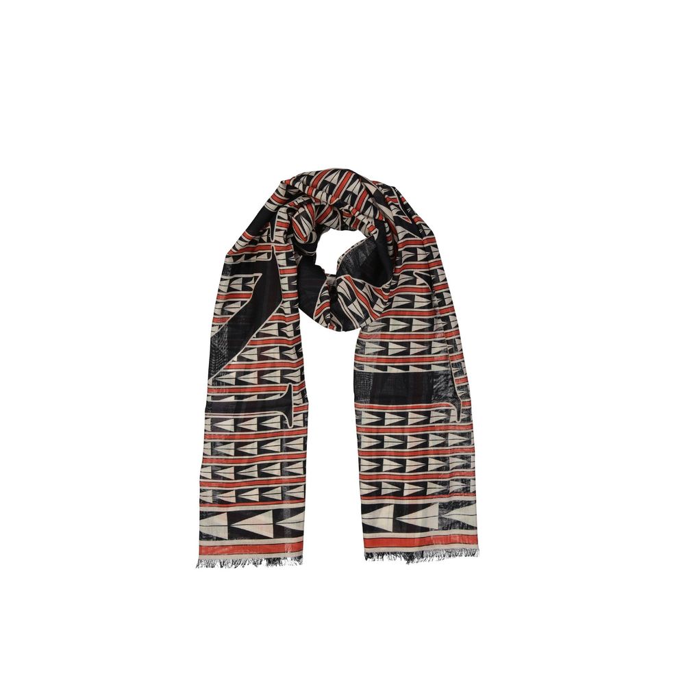 Lanvin Black Multicoloured Geometric Print Wool Scarf
