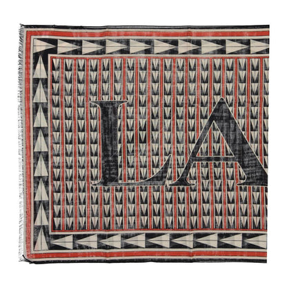 Lanvin Black Multicoloured Geometric Print Wool Scarf