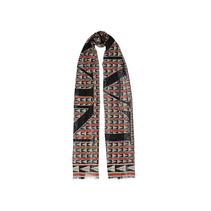 Lanvin Black Multicoloured Geometric Print Wool Scarf