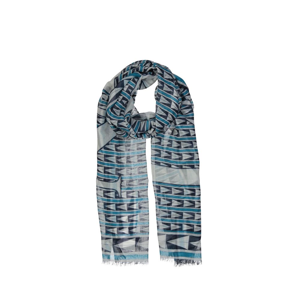 Lanvin Blue Multicoloured Geometric Print Wool Scarf