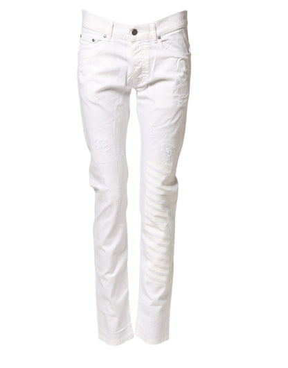 Daniele Alessandrini White Cotton Stretch Skinny Denim Jeans
