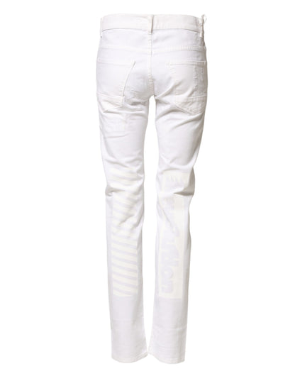 Daniele Alessandrini White Cotton Stretch Skinny Denim Jeans