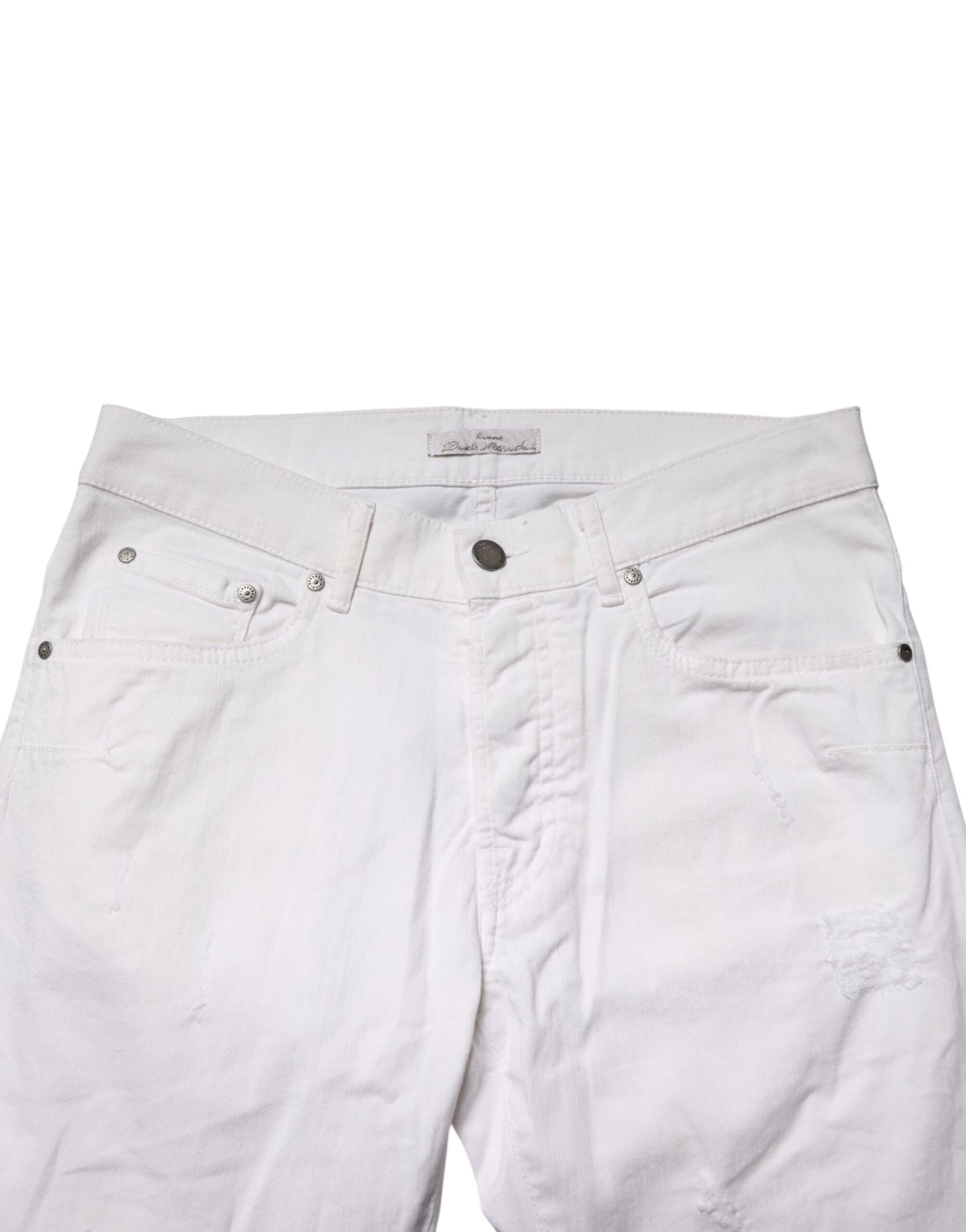 Daniele Alessandrini White Cotton Stretch Skinny Denim Jeans