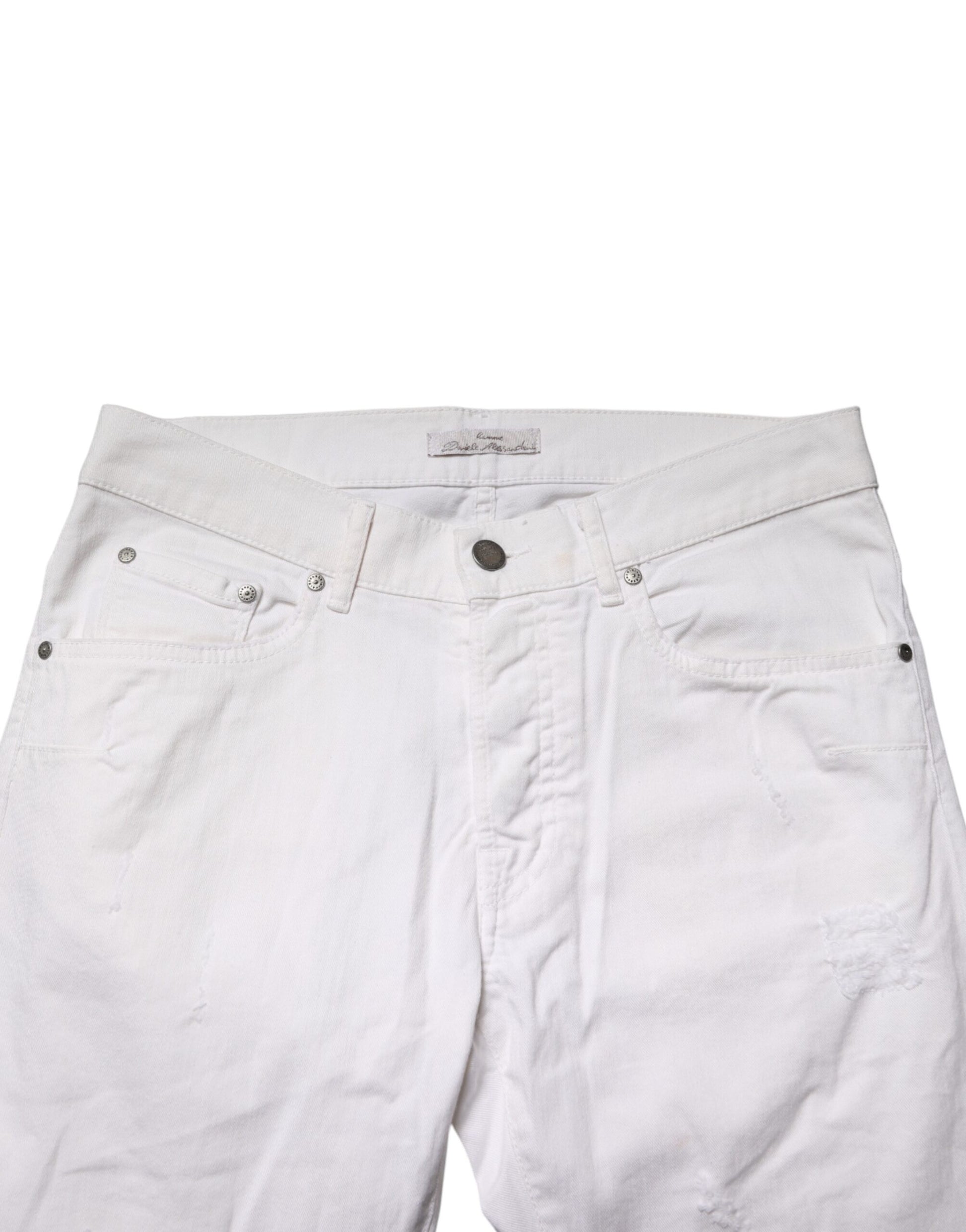 Daniele Alessandrini White Cotton Stretch Skinny Denim Jeans