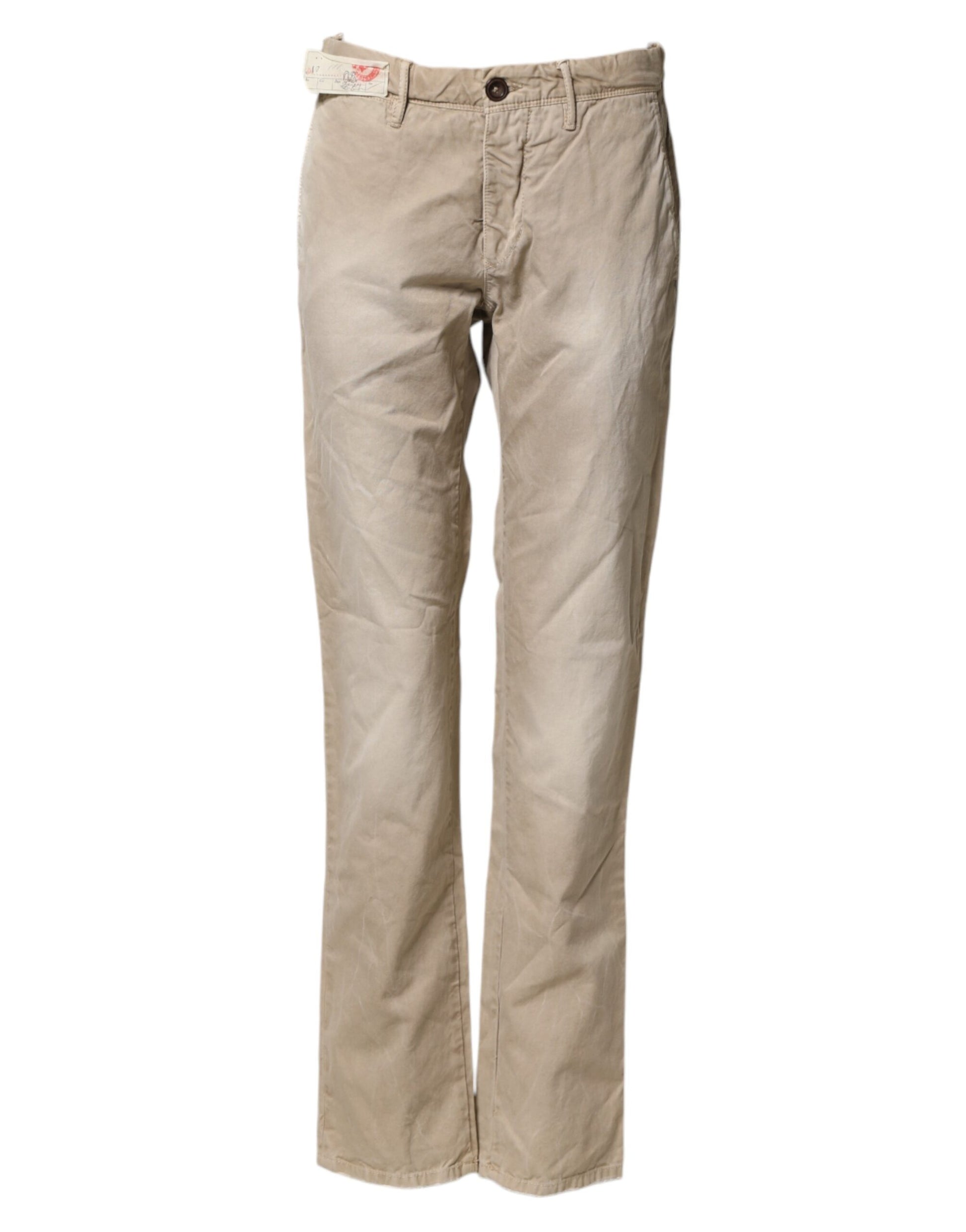 Incotex Beige Mid Waist Straight Women Casual Chino Trouser Pants