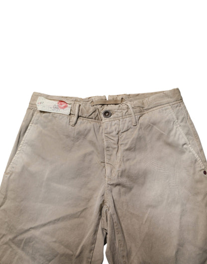 Incotex Beige Mid Waist Straight Women Casual Chino Trouser Pants
