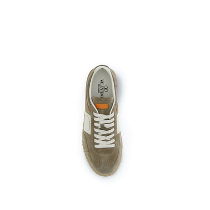 Valentino Garavani Beige Calf Leather Bos Taurus Low Top Sneakers