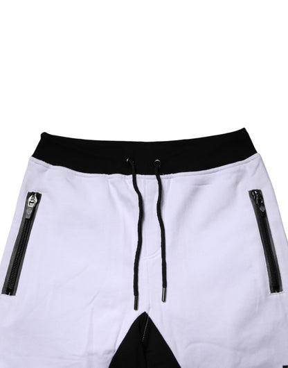 Frankie Morello Black White Skinny Jogger Sweatpants Pants