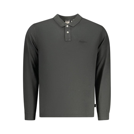 Pepe Jeans Black Cotton Long-Sleeved Polo Shirt