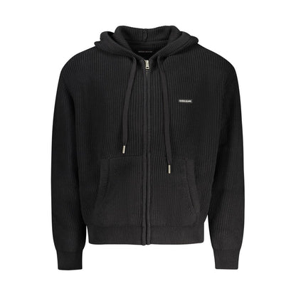Guess Jeans Black Zip Hooded Cotton Cardigan