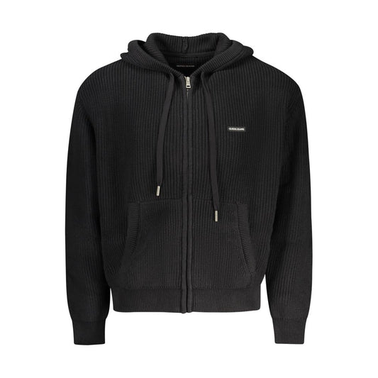 Guess Jeans Black Zip Hooded Cotton Cardigan