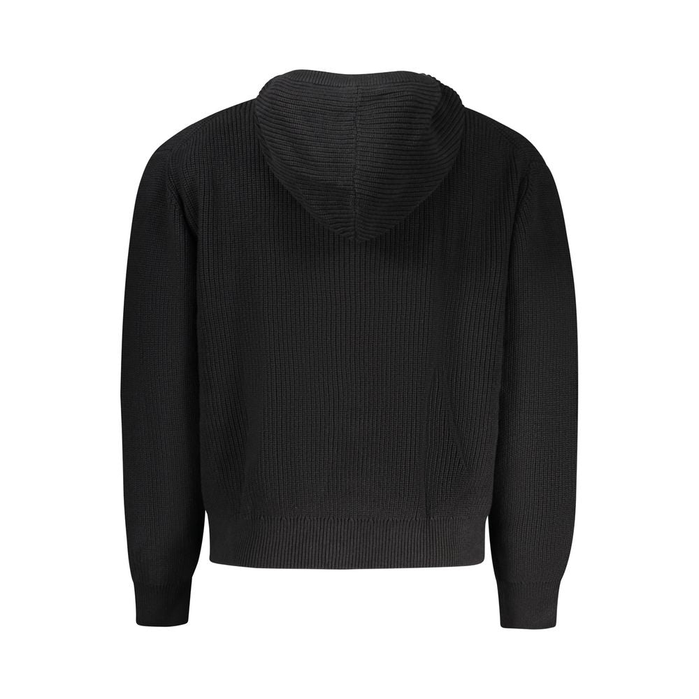 Guess Jeans Black Zip Hooded Cotton Cardigan