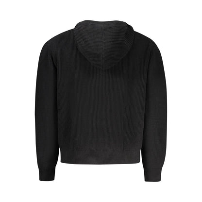 Guess Jeans Black Zip Hooded Cotton Cardigan