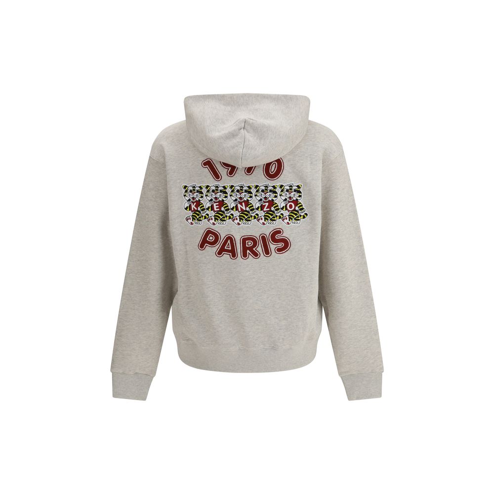 Kenzo Gray Cotton Sweatshirt with Wild Tiger Embroidery