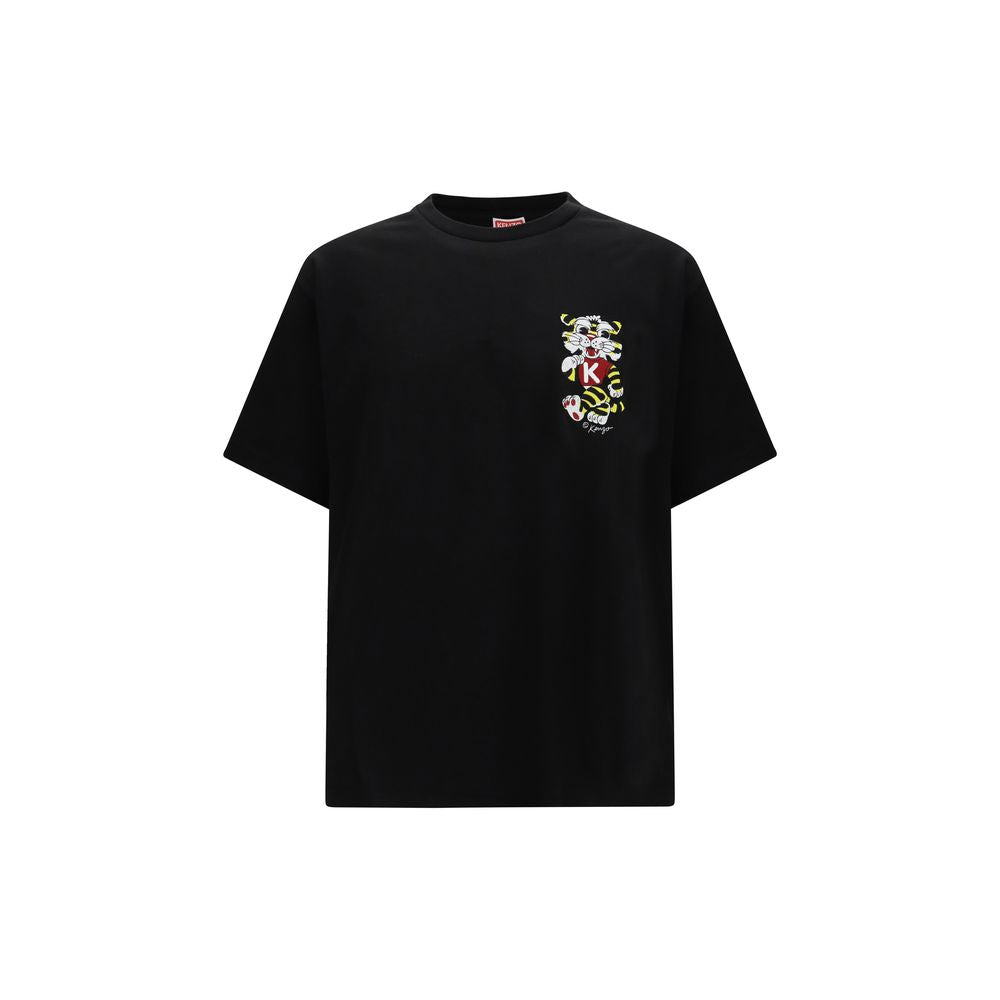 Kenzo Black Cotton Oversized T-Shirt with Wild Tiger Motif