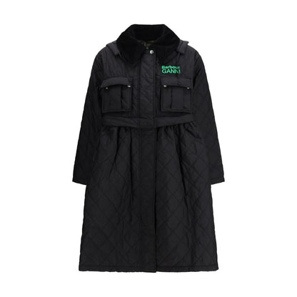 Barbour Black Polyester Quilt Hooded Coat