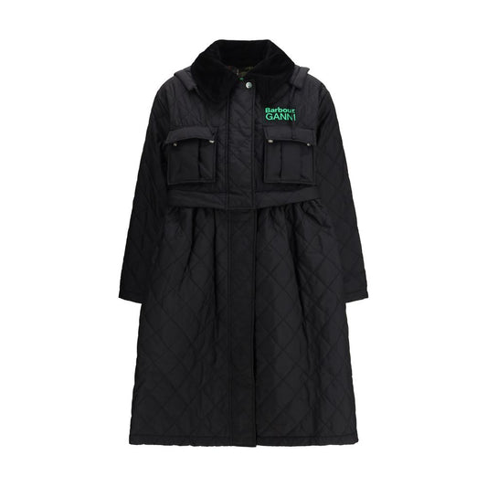 Barbour Black Polyester Quilt Hooded Coat