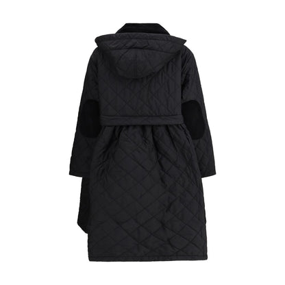 Barbour Black Polyester Quilt Hooded Coat