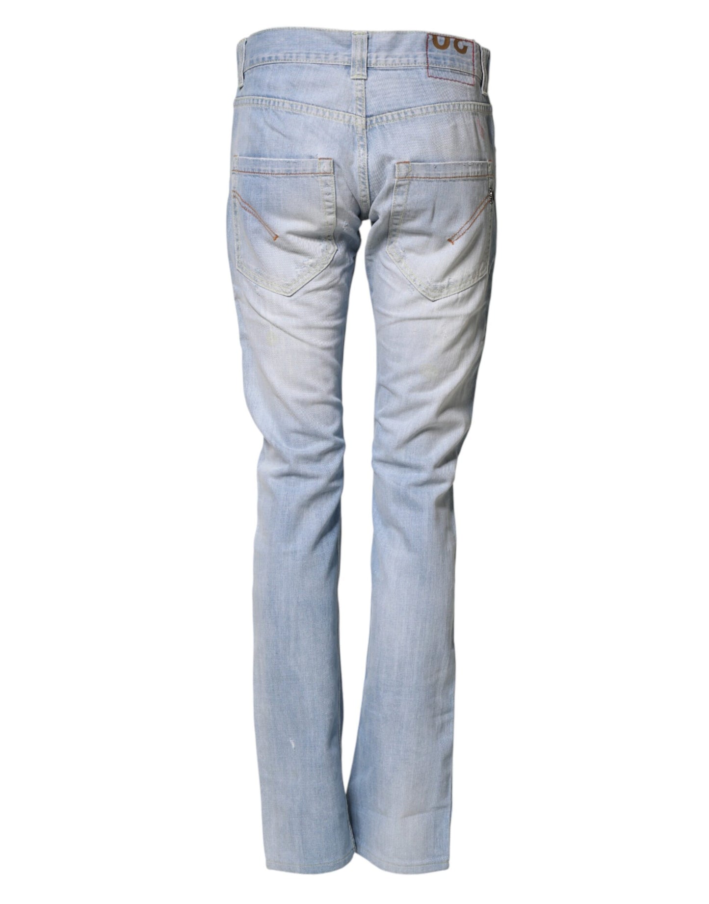 Dondup Light Blue Cotton Stretch Straight Denim Trouser Jeans