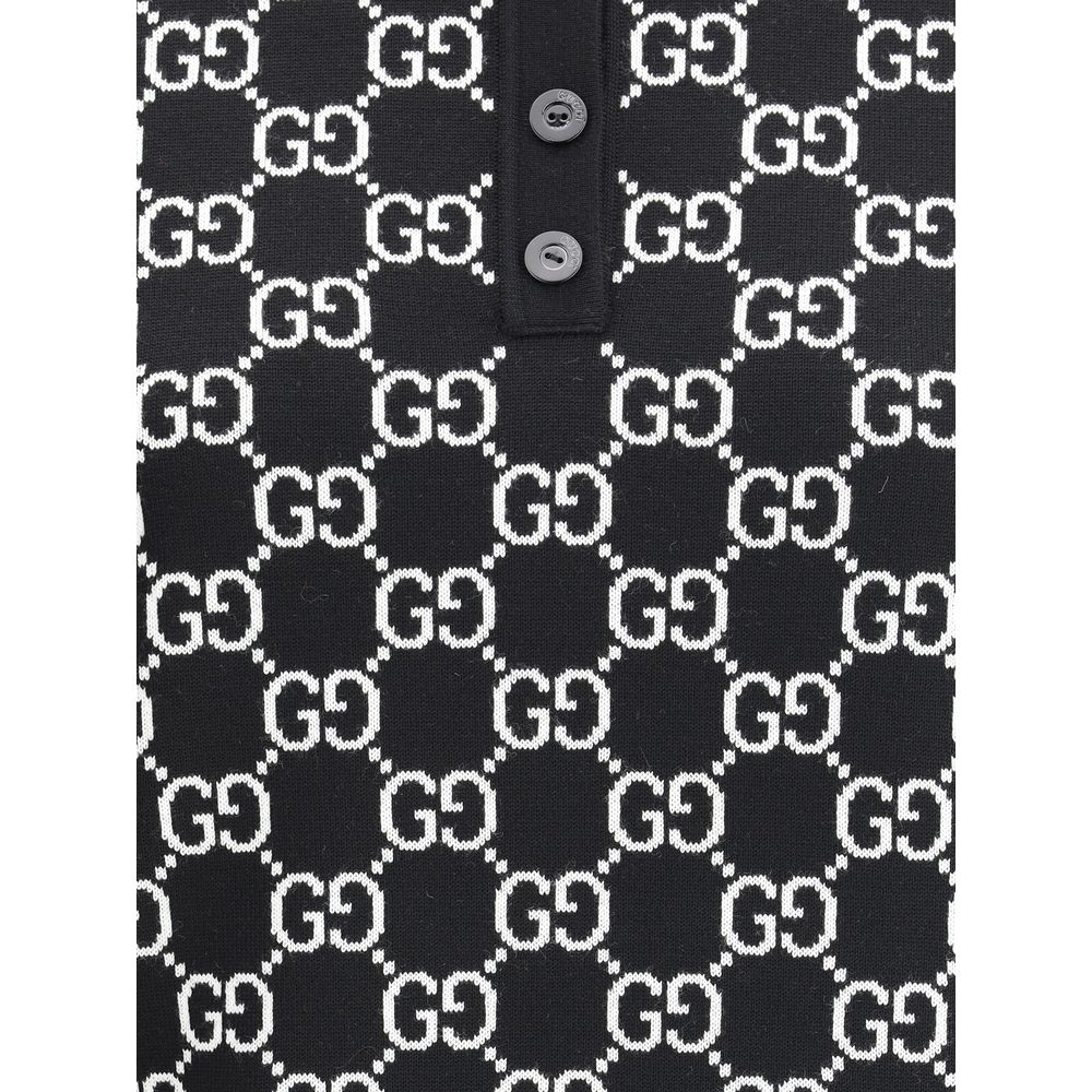Gucci Black Wool GG Pattern Shirt