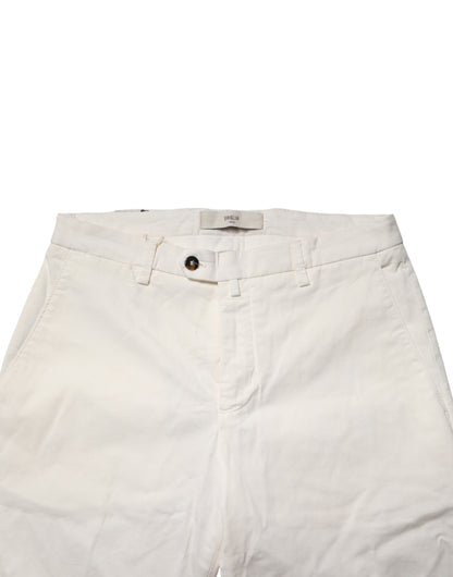 Briglia 1949 White Cotton Straight Fit Chino Trouser Pants