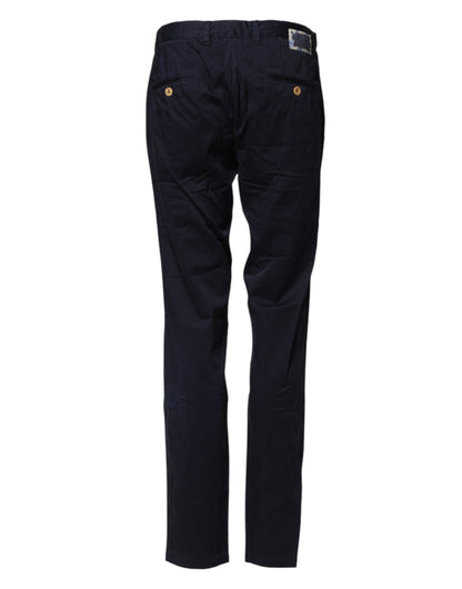 Domenico Tagliente Navy Blue Straight Chino Mid Waist Pants