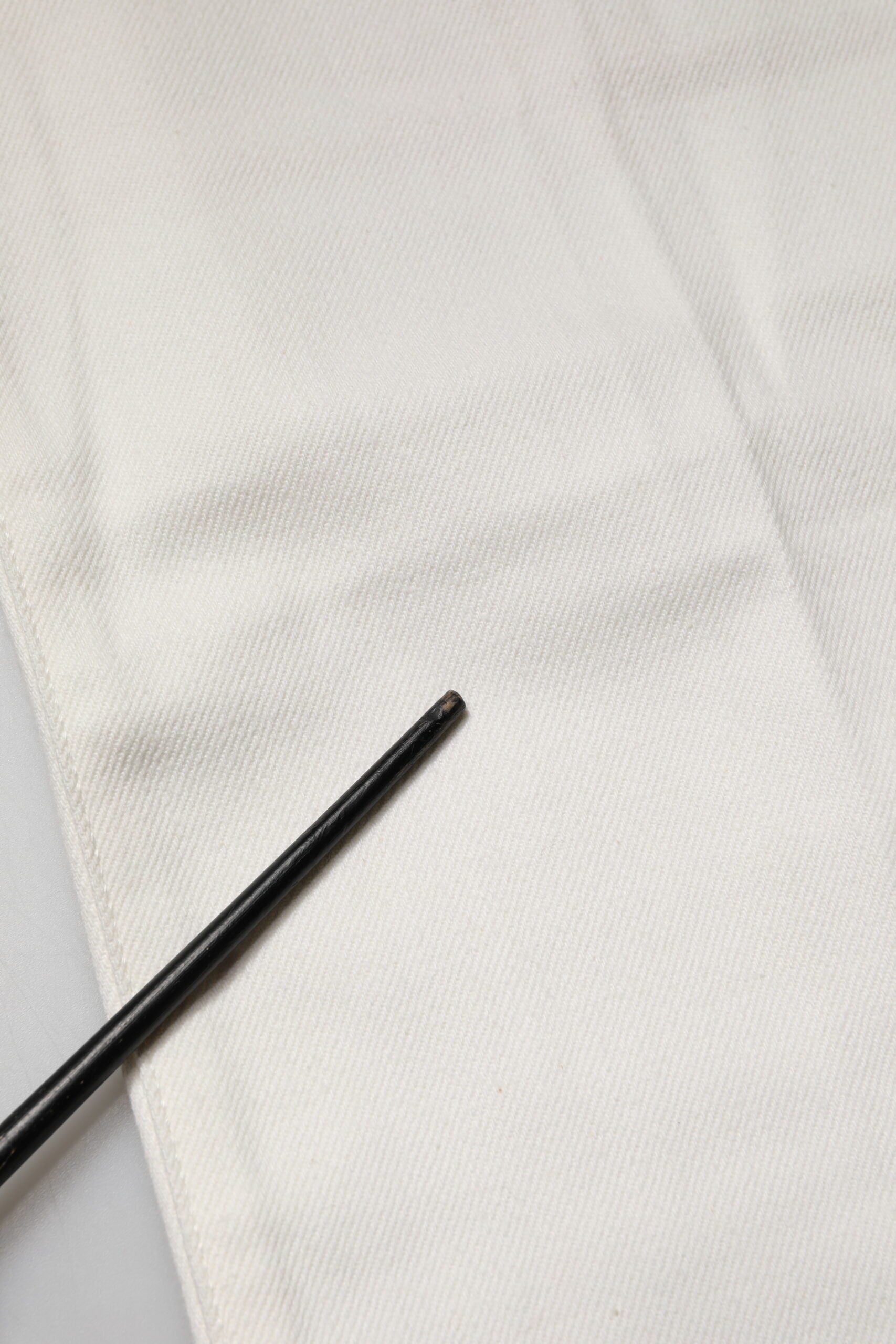 Fortela White Cotton Straight Denim Mid Waist Trouser Jeans