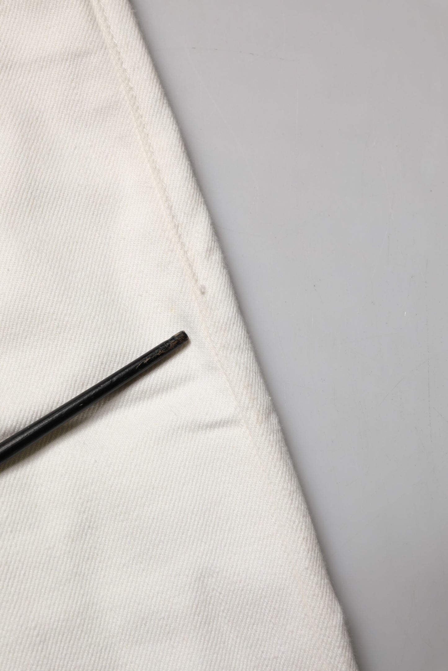 Fortela White Cotton Straight Denim Mid Waist Trouser Jeans