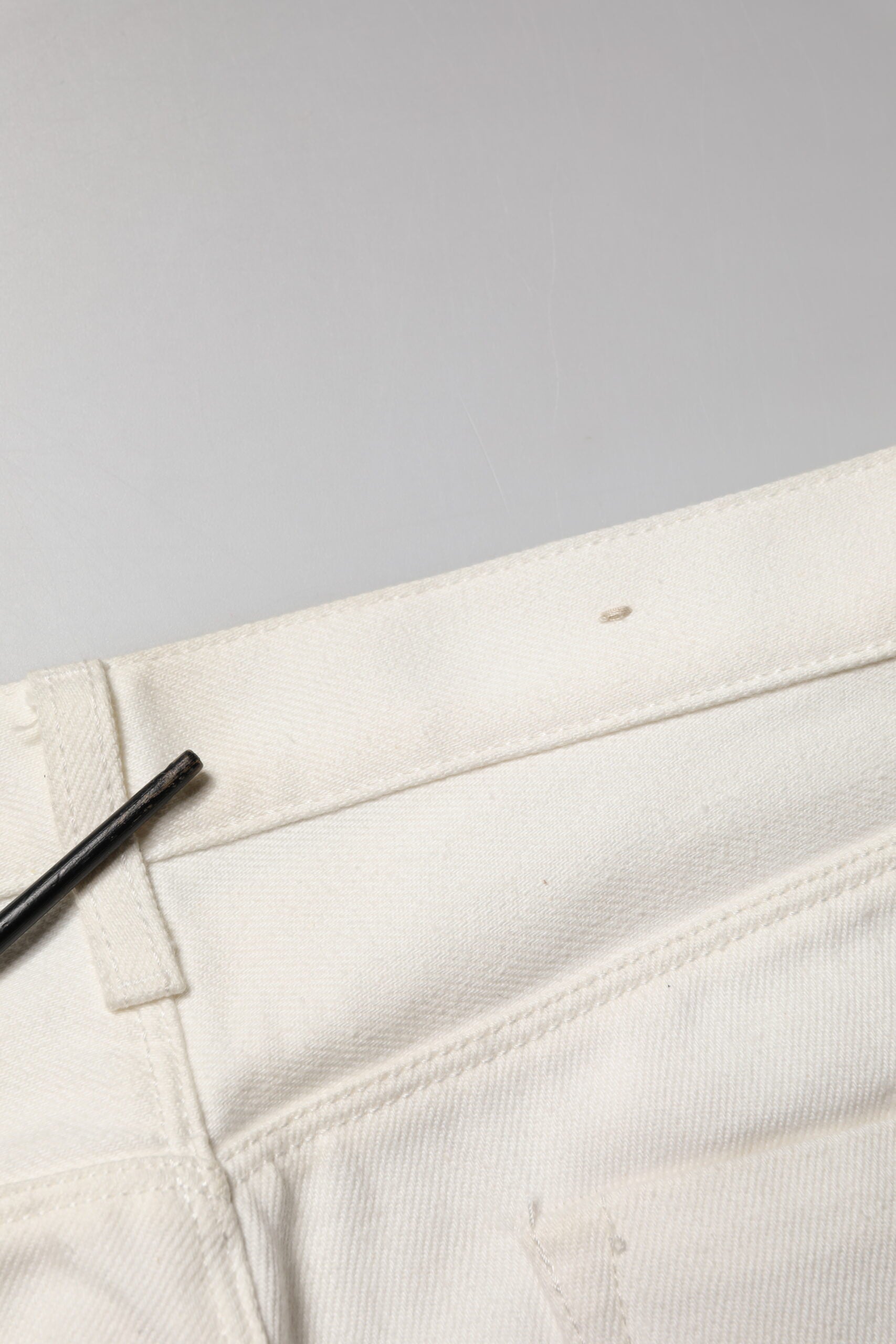 Fortela White Cotton Straight Denim Mid Waist Trouser Jeans