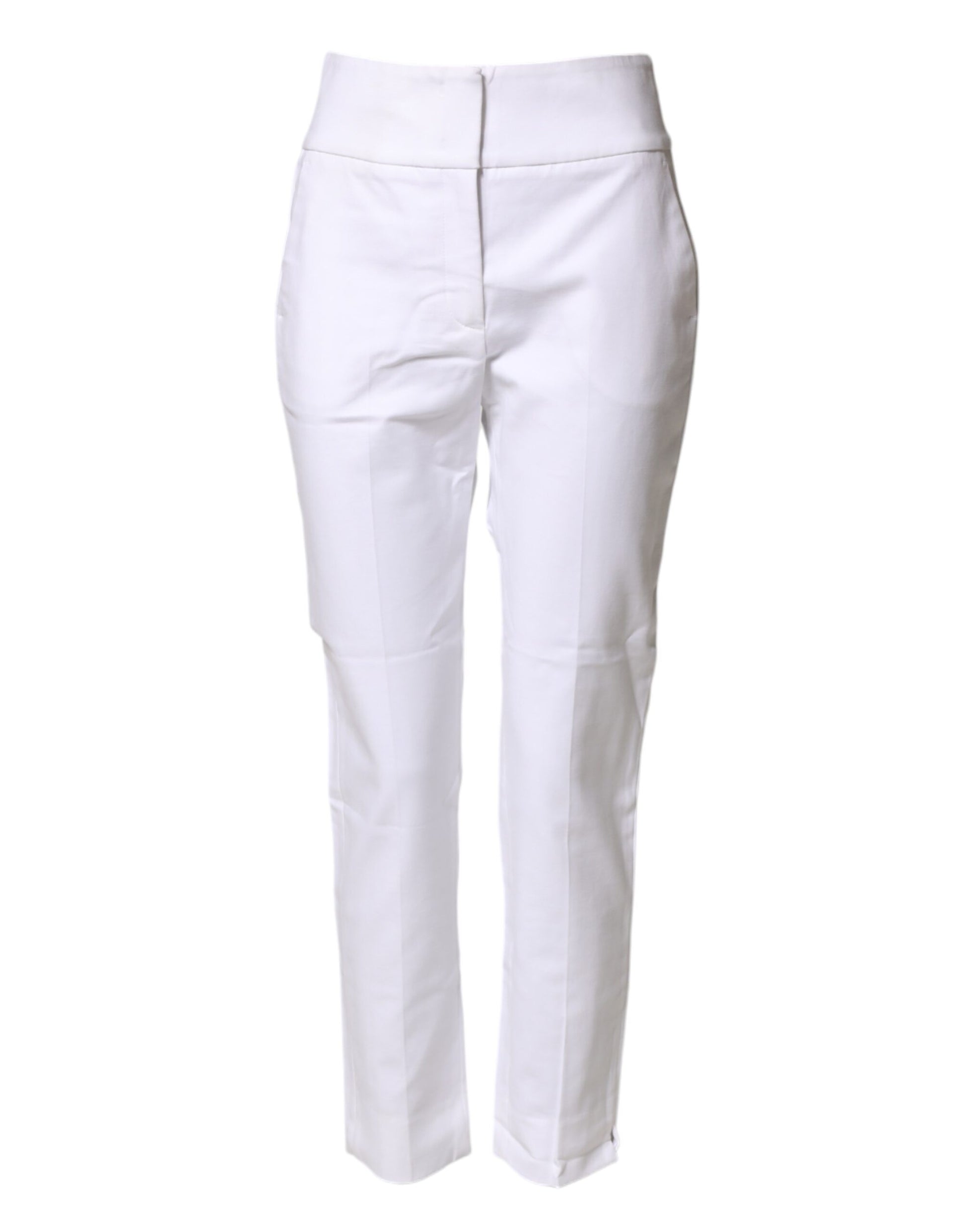 Peserico White High Waist Tapered Fit Chino Trouser Pants