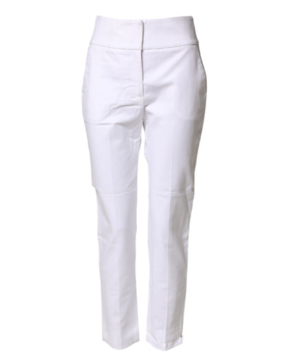 Peserico White High Waist Tapered Fit Chino Trouser Pants