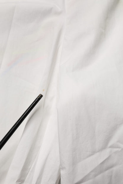 MSGM White Cotton High Waist Wide Leg Straight Bermuda Shorts