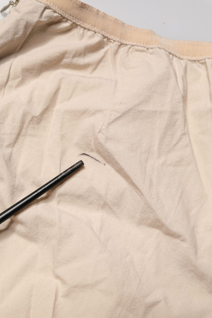 QL2 Beige Cotton High Waist Straight Chino Trouser Pants