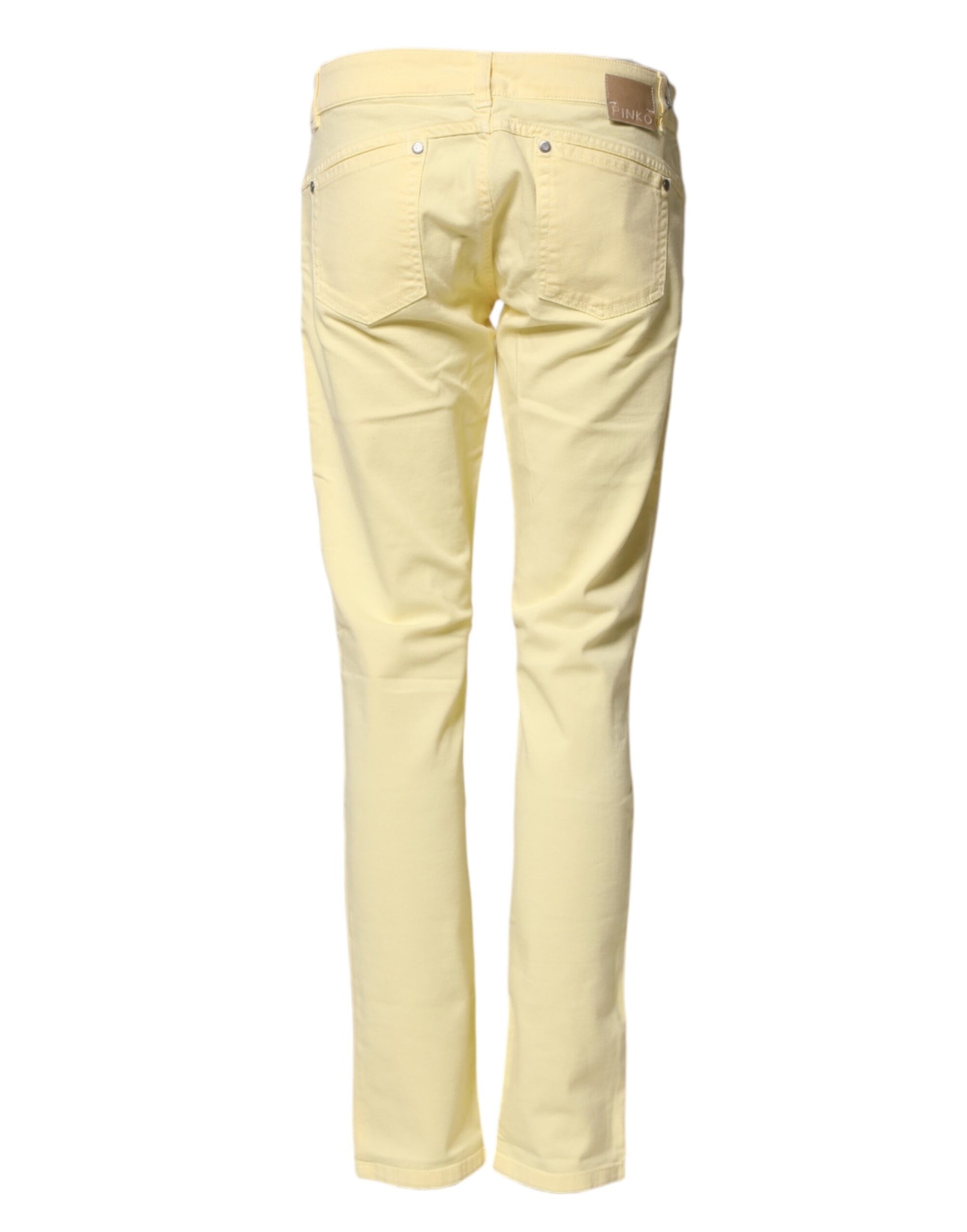 PINKO Yellow Cotton Low Waist Slim Fit Skinny Denim Casual Jeans