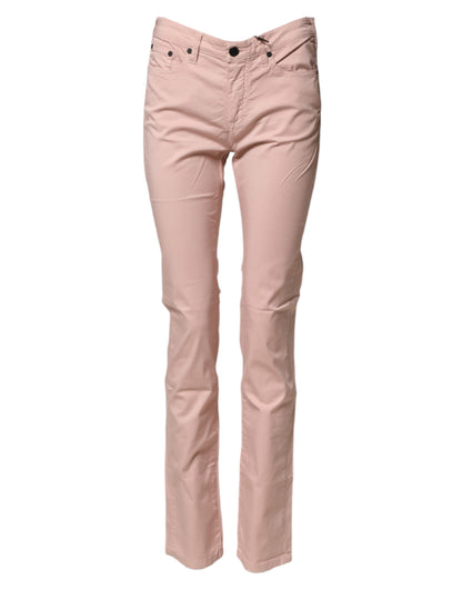Ballantyne Light Pink Cotton Mid Waist Skinny Fit Denim Jeans