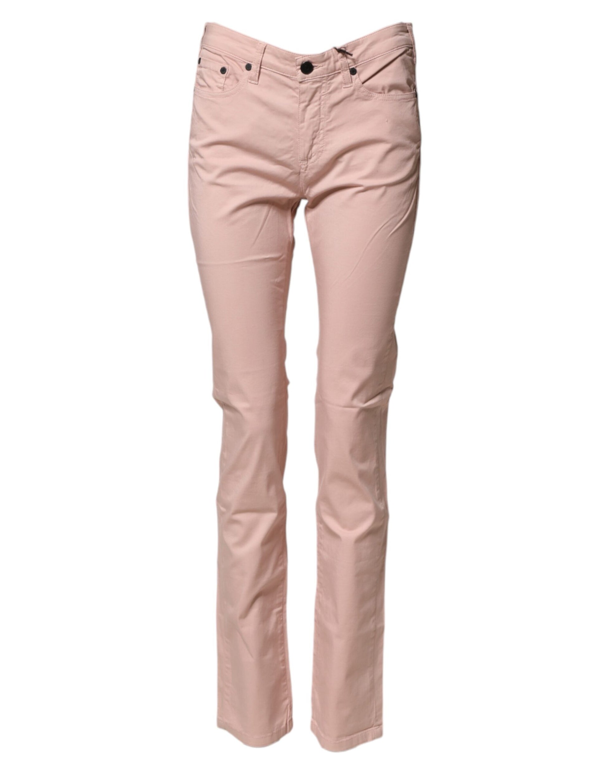Ballantyne Light Pink Cotton Mid Waist Skinny Fit Denim Jeans