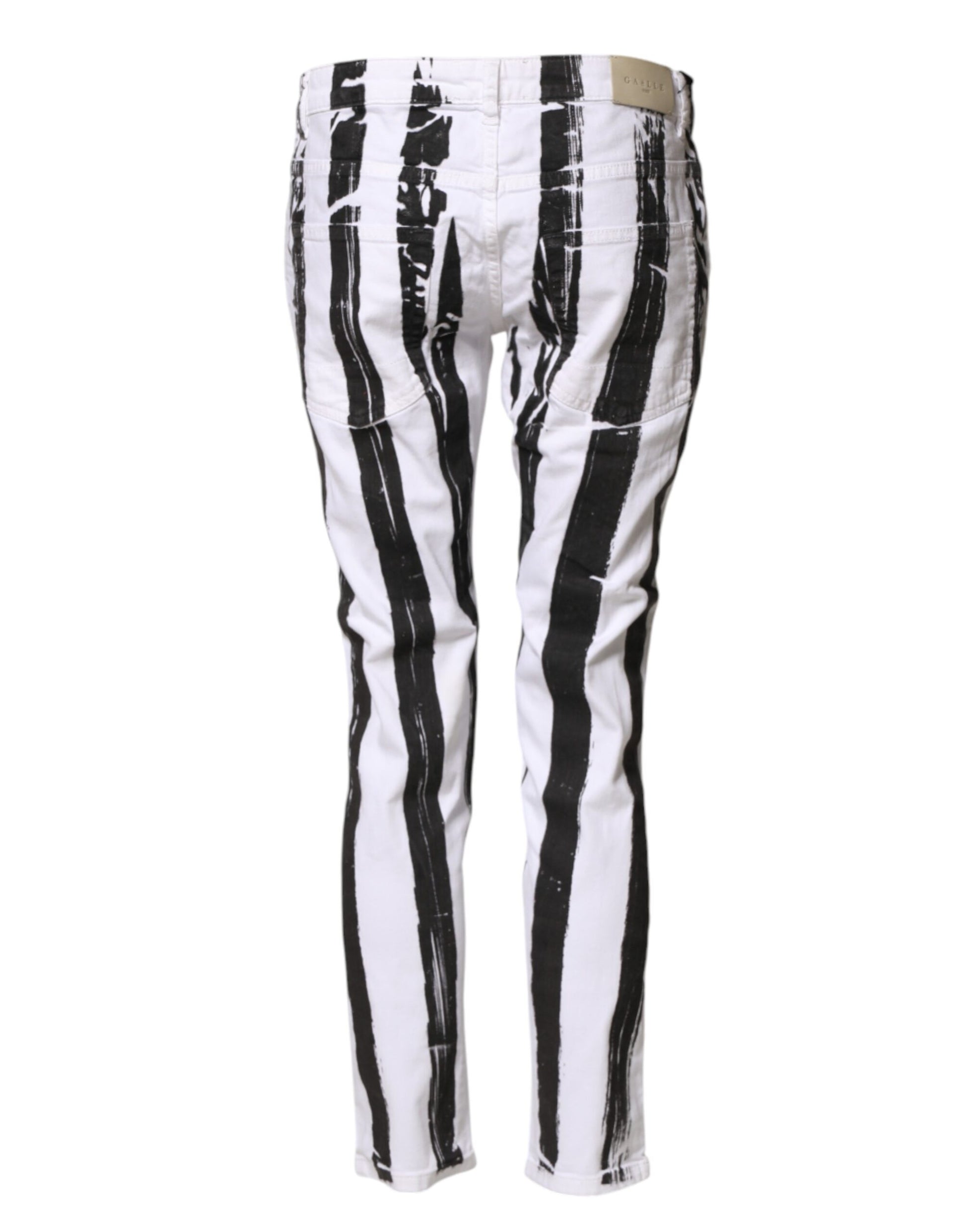 Gaelle Paris Black White Stripes Mid Waist Cropped Capri Jeans