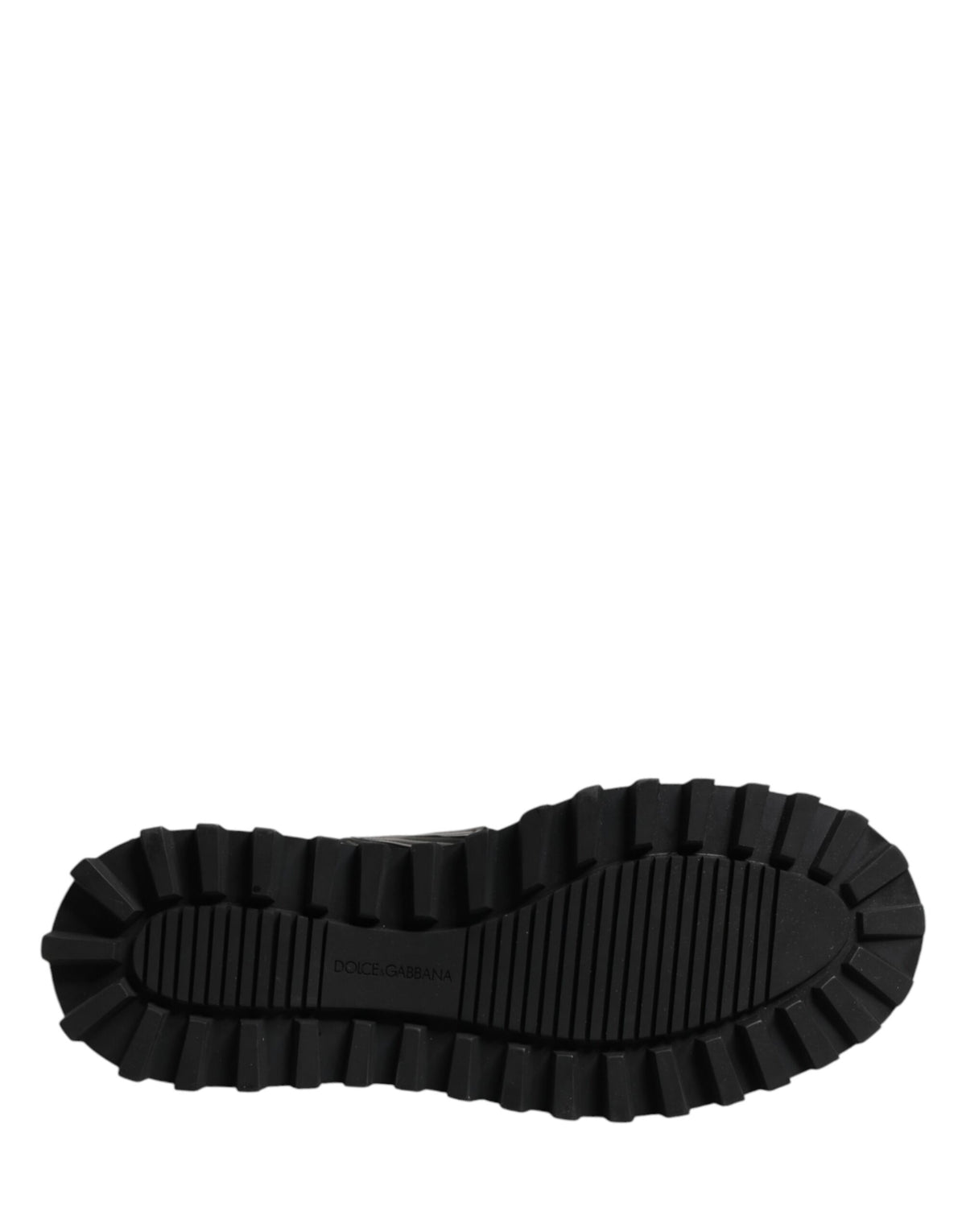 Dolce & Gabbana Black Leather DG Plaque Lace Up Boots