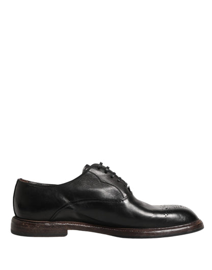 Dolce & Gabbana Black Calfskin Leather Oxford Dress Shoes