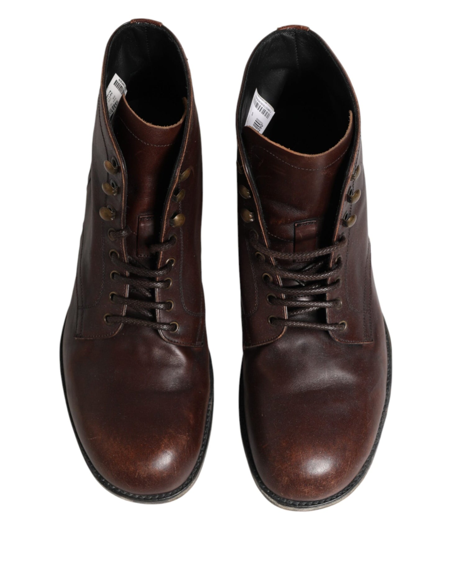 Dolce & Gabbana Brown Lace Up Short Ankle Boots for Men