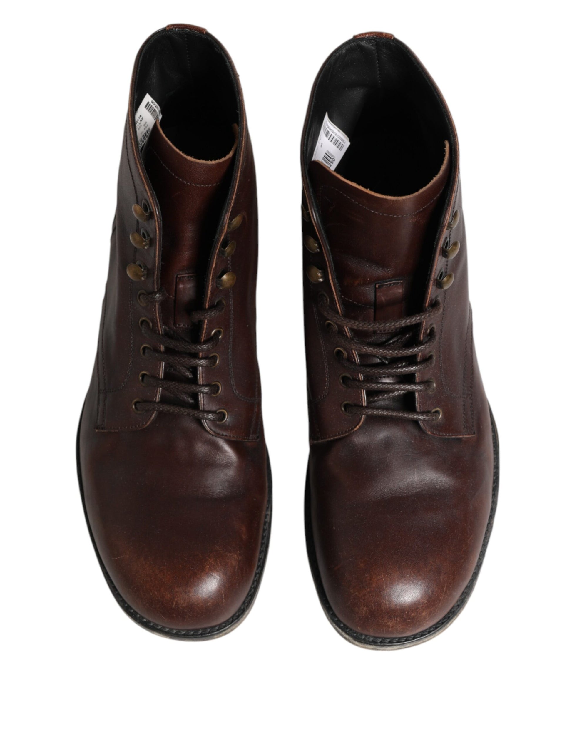 Dolce & Gabbana Brown Lace Up Short Ankle Boots for Men