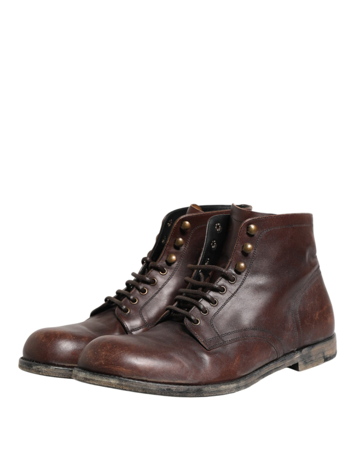 Dolce & Gabbana Brown Lace Up Short Ankle Boots for Men