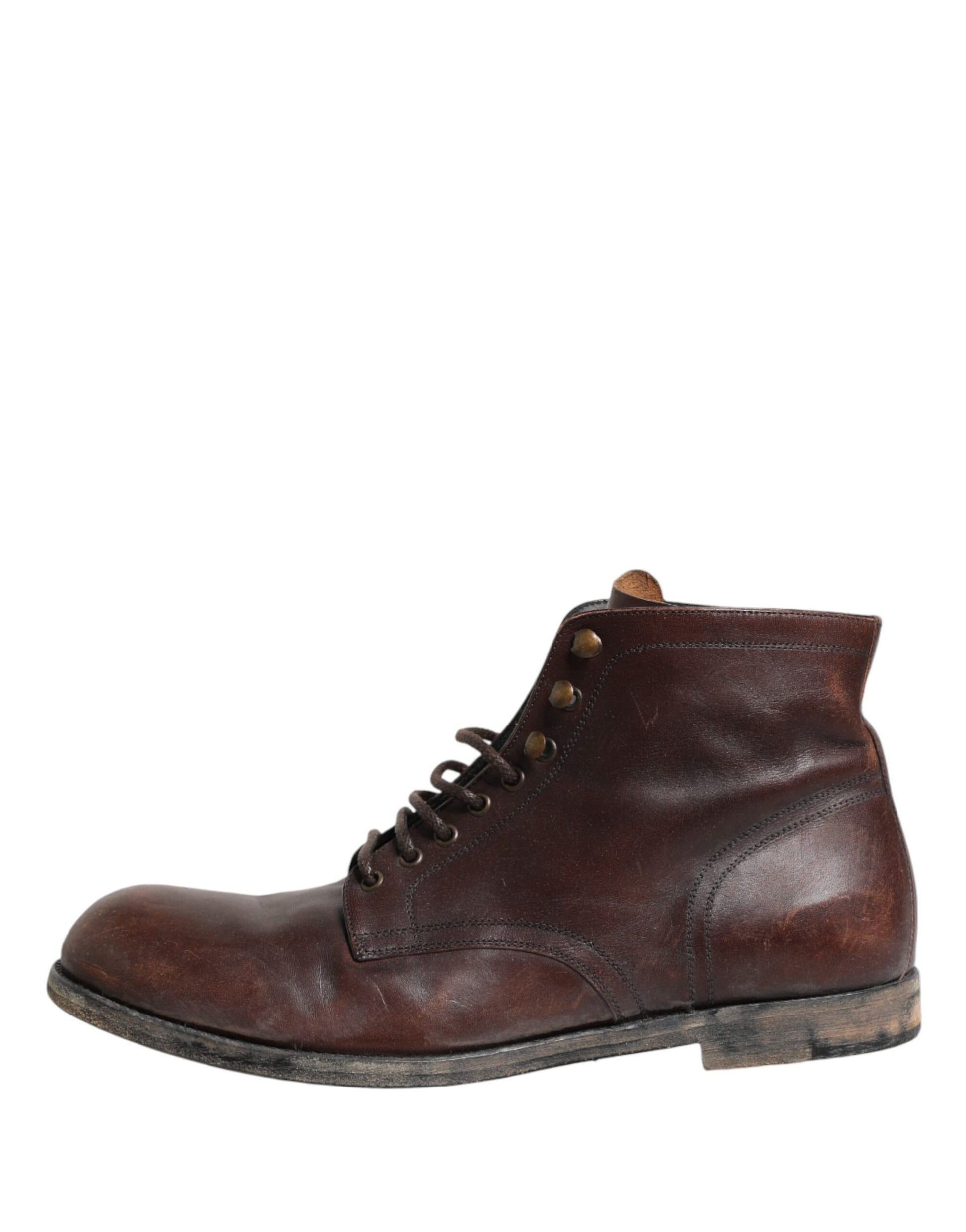 Dolce & Gabbana Brown Lace Up Short Ankle Boots for Men